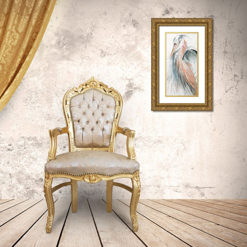 New Orange Heron II Gold Ornate Wood Framed Art Print with Double Matting by Pinto, Patricia