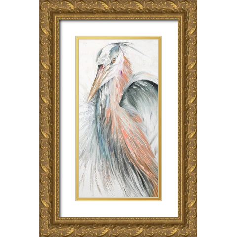 New Orange Heron II Gold Ornate Wood Framed Art Print with Double Matting by Pinto, Patricia
