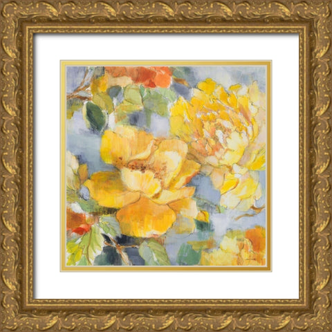 Modern Peonies II Gold Ornate Wood Framed Art Print with Double Matting by Loreth, Lanie