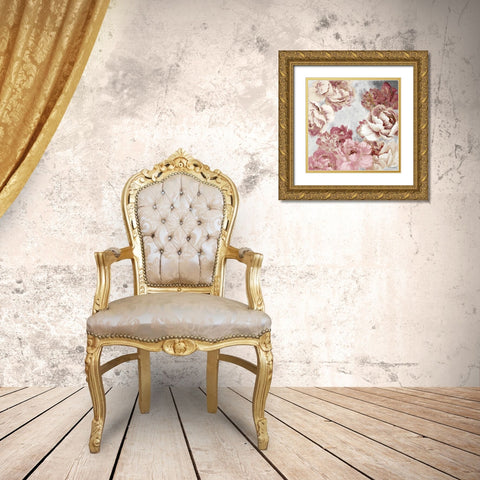 Florals in Pink and Cream Gold Ornate Wood Framed Art Print with Double Matting by Loreth, Lanie