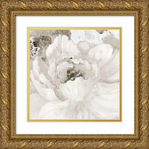 Light Grey Flowers I Gold Ornate Wood Framed Art Print with Double Matting by Loreth, Lanie