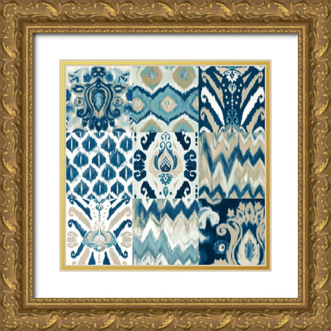 A Touch of Flourish Nine Patch Gold Ornate Wood Framed Art Print with Double Matting by Pinto, Patricia