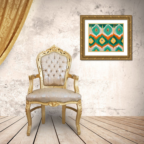 Tropical Ikat II Gold Ornate Wood Framed Art Print with Double Matting by Pinto, Patricia
