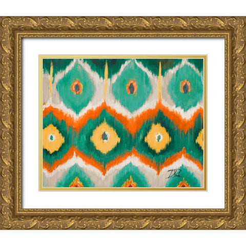 Tropical Ikat II Gold Ornate Wood Framed Art Print with Double Matting by Pinto, Patricia