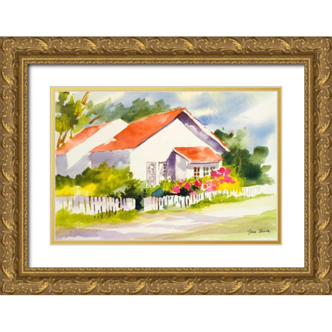 Beach Cottage II Gold Ornate Wood Framed Art Print with Double Matting by Slivka, Jane