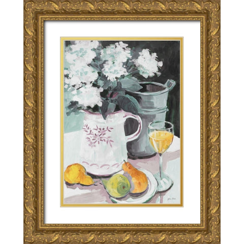 Pitcher of Flowers Gold Ornate Wood Framed Art Print with Double Matting by Slivka, Jane