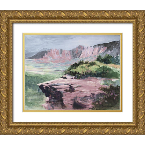 Quiet Colorful View Gold Ornate Wood Framed Art Print with Double Matting by Slivka, Jane