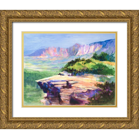 Colorful View Gold Ornate Wood Framed Art Print with Double Matting by Slivka, Jane