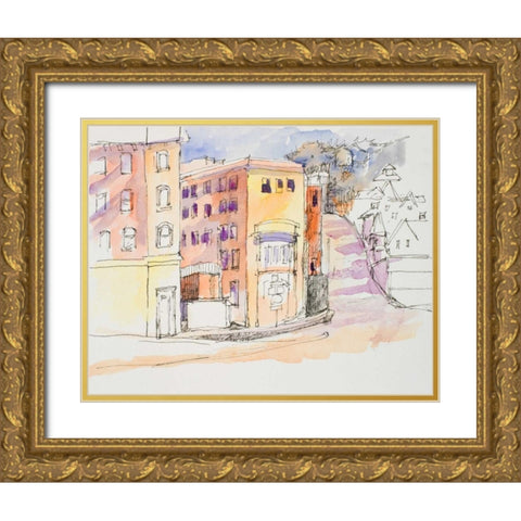 Cumberland Gold Ornate Wood Framed Art Print with Double Matting by Slivka, Jane