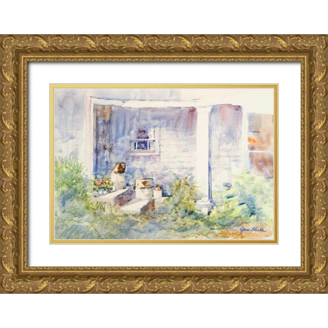 Front Porch Gold Ornate Wood Framed Art Print with Double Matting by Slivka, Jane