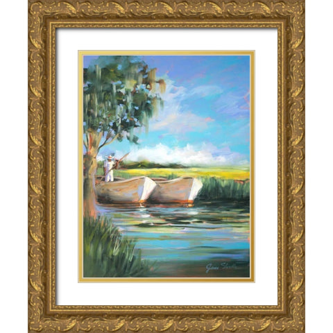 On the Water Gold Ornate Wood Framed Art Print with Double Matting by Slivka, Jane