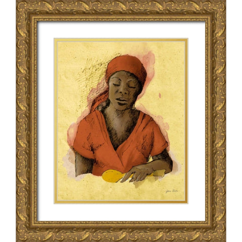 Sketched Woman in Color I Gold Ornate Wood Framed Art Print with Double Matting by Slivka, Jane