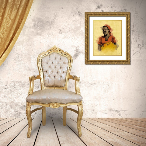 Sketched Woman in Color II Gold Ornate Wood Framed Art Print with Double Matting by Slivka, Jane
