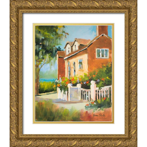 Summertime Cottage Gold Ornate Wood Framed Art Print with Double Matting by Slivka, Jane