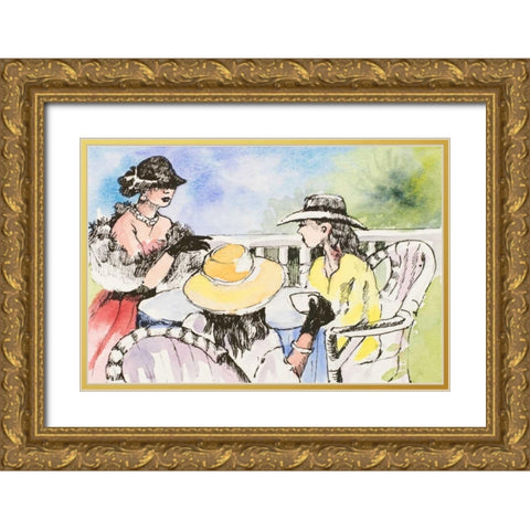 Tea Party Gold Ornate Wood Framed Art Print with Double Matting by Slivka, Jane