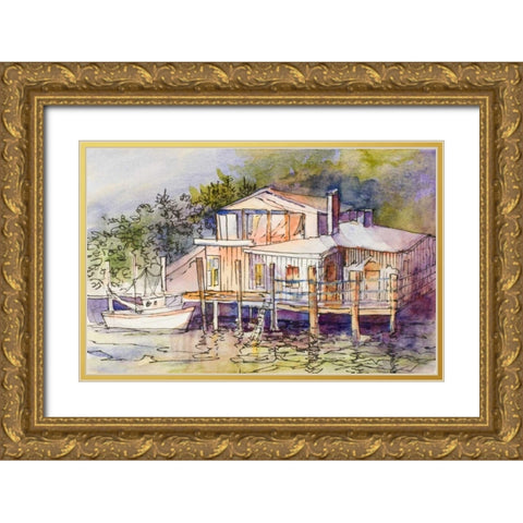 Waterfront I Gold Ornate Wood Framed Art Print with Double Matting by Slivka, Jane