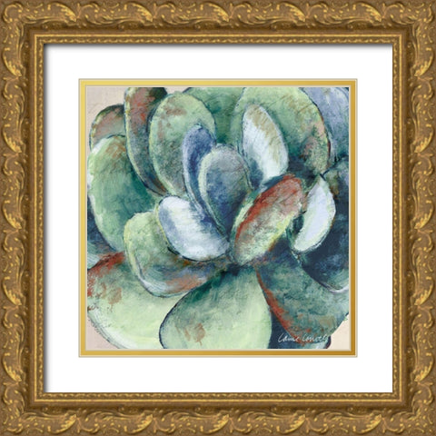 Wonderful Succulent Gold Ornate Wood Framed Art Print with Double Matting by Loreth, Lanie