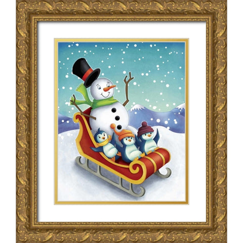 Oh the Joy III Gold Ornate Wood Framed Art Print with Double Matting by Josefina