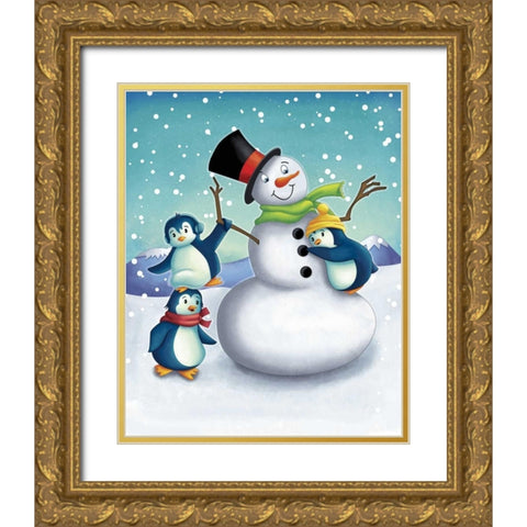 Oh the Joy I Gold Ornate Wood Framed Art Print with Double Matting by Josefina