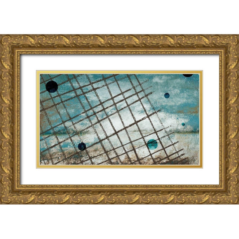 Return to the Blue Abstract I Gold Ornate Wood Framed Art Print with Double Matting by Marcon, Michael