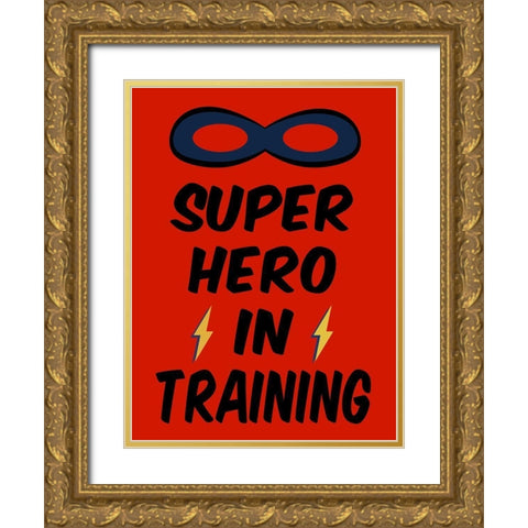 Super Hero in Training Gold Ornate Wood Framed Art Print with Double Matting by SD Graphics Studio
