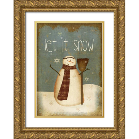 Let it Snow Gold Ornate Wood Framed Art Print with Double Matting by Albert, Beth