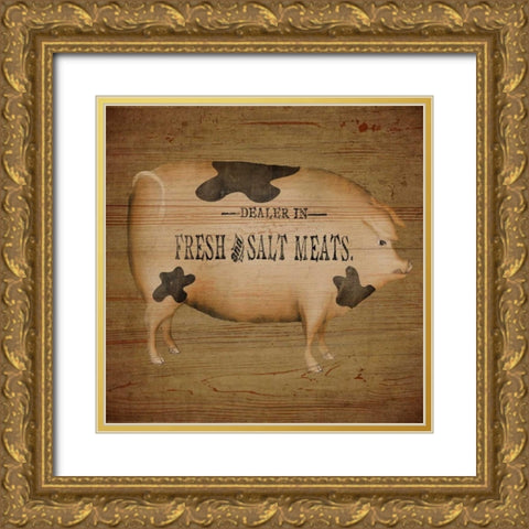 Pig Sign Gold Ornate Wood Framed Art Print with Double Matting by Albert, Beth