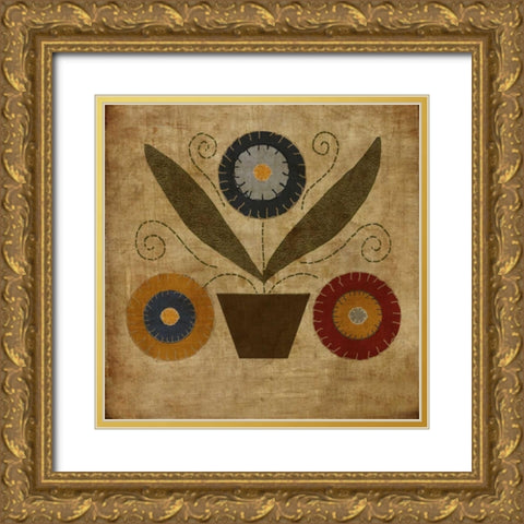 American Penny Rug II Gold Ornate Wood Framed Art Print with Double Matting by Albert, Beth