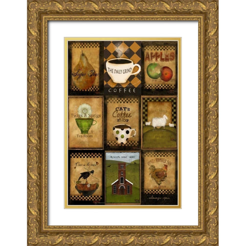 Kitchen Tiles Gold Ornate Wood Framed Art Print with Double Matting by Albert, Beth