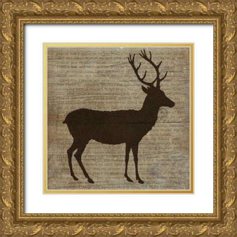 Deer Gold Ornate Wood Framed Art Print with Double Matting by Albert, Beth