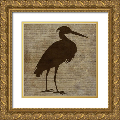 Heron Gold Ornate Wood Framed Art Print with Double Matting by Albert, Beth