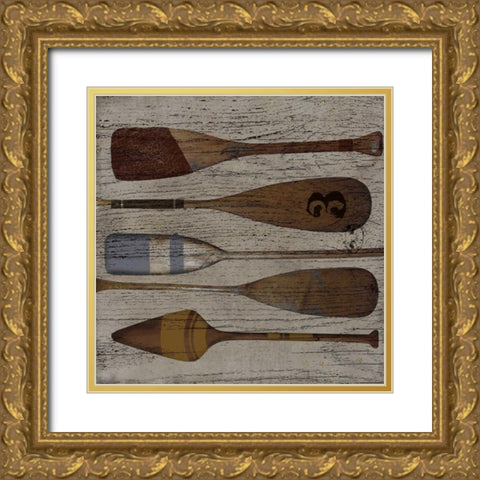 Lake Oars III Gold Ornate Wood Framed Art Print with Double Matting by Albert, Beth