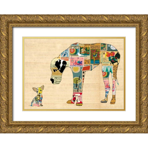 Big dog little dog Gold Ornate Wood Framed Art Print with Double Matting by Schoen, Claudia