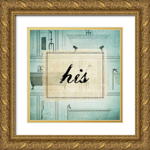 Bath His Gold Ornate Wood Framed Art Print with Double Matting by Drotz, Dallas