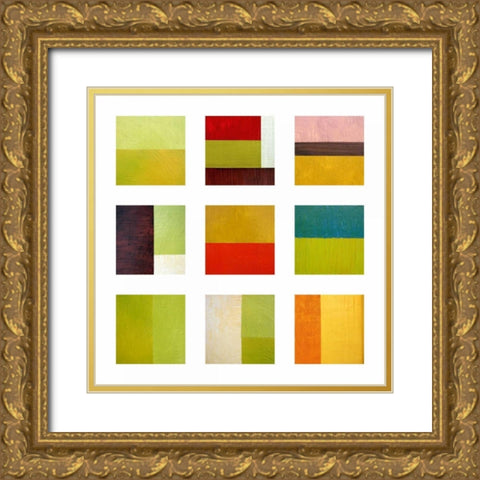 Color study collage Gold Ornate Wood Framed Art Print with Double Matting by Calkins, Michelle