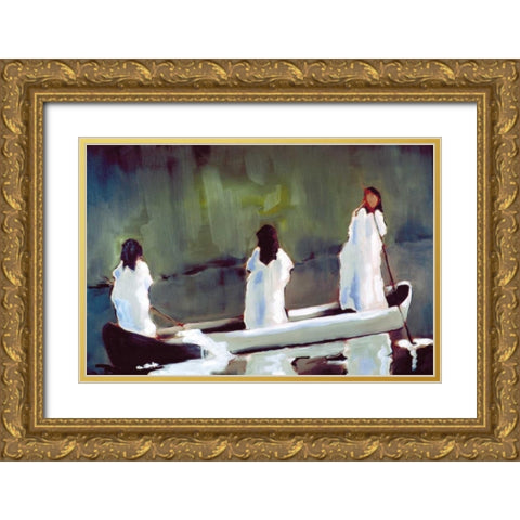 Tres Mujeres Gold Ornate Wood Framed Art Print with Double Matting by Hoffman, Kate