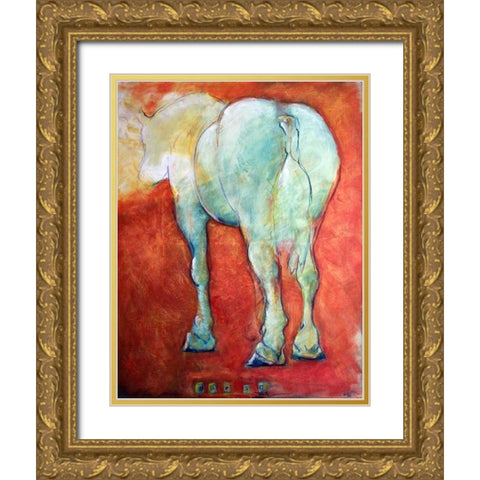 Horse Red Gold Ornate Wood Framed Art Print with Double Matting by Hoffman, Kate