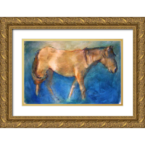 Horse Walking Gold Ornate Wood Framed Art Print with Double Matting by Hoffman, Kate