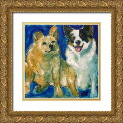 Pooches Gold Ornate Wood Framed Art Print with Double Matting by Hoffman, Kate