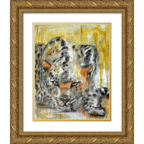 Big Cat Gold Ornate Wood Framed Art Print with Double Matting by Hoffman, Kate