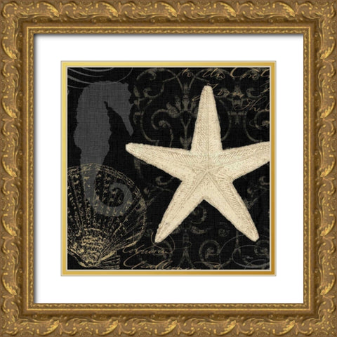 Coastal Moonlight I Gold Ornate Wood Framed Art Print with Double Matting by Pela Studio