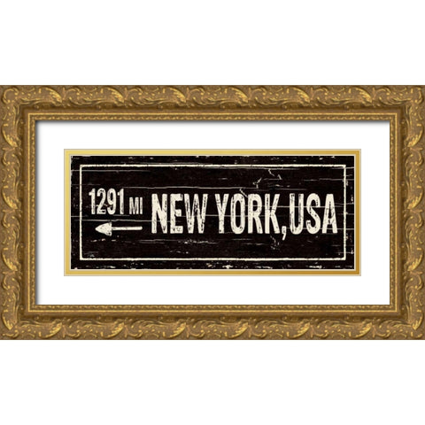 Destination Signs II Gold Ornate Wood Framed Art Print with Double Matting by Pela Studio