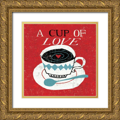 Vintage Desktop - Coffee Gold Ornate Wood Framed Art Print with Double Matting by Mullan, Michael