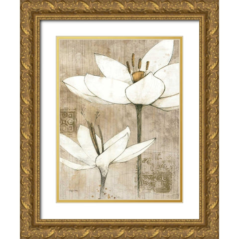 Pencil Floral I Gold Ornate Wood Framed Art Print with Double Matting by Tillmon, Avery