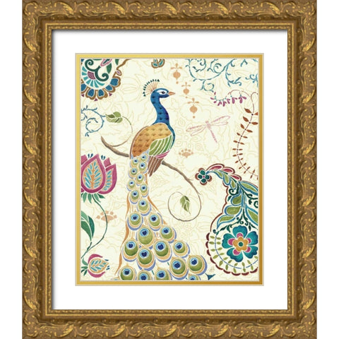 Peacock Fantasy II Gold Ornate Wood Framed Art Print with Double Matting by Brissonnet, Daphne
