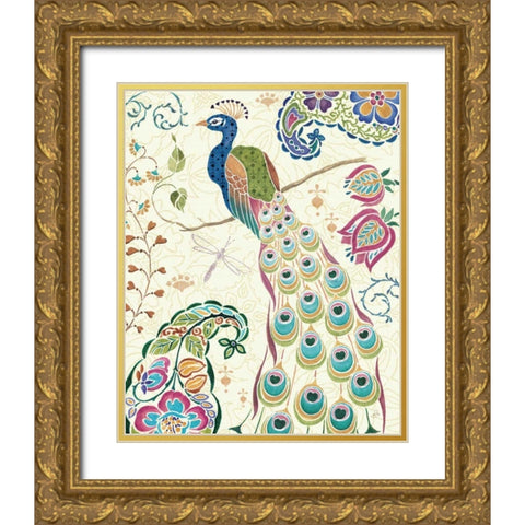 Peacock Fantasy III Gold Ornate Wood Framed Art Print with Double Matting by Brissonnet, Daphne