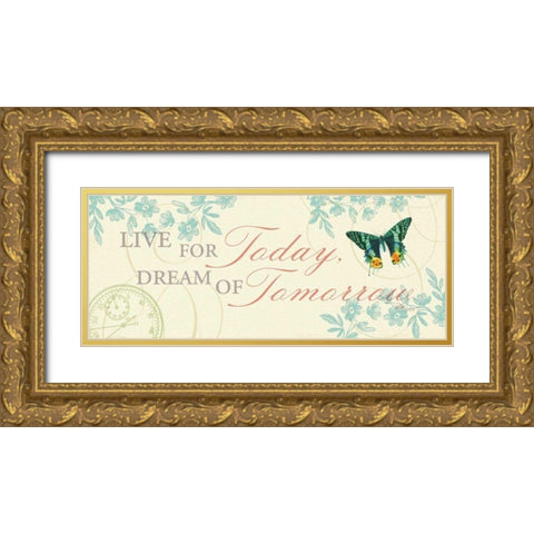 Time Flies III Gold Ornate Wood Framed Art Print with Double Matting by Pela Studio