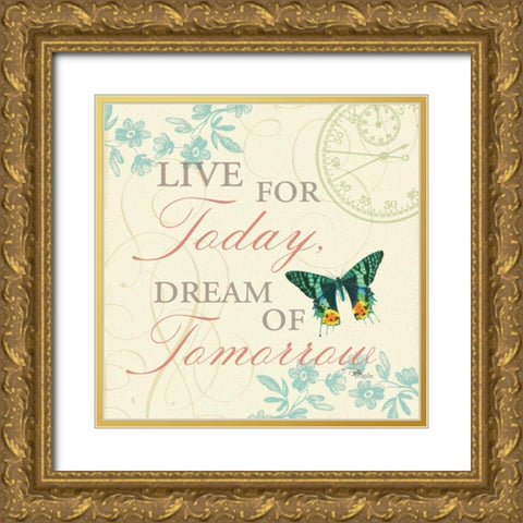 Time Flies III Gold Ornate Wood Framed Art Print with Double Matting by Pela Studio