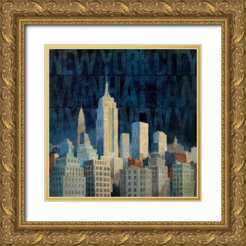 Midnight in Midtown Words Gold Ornate Wood Framed Art Print with Double Matting by Tillmon, Avery