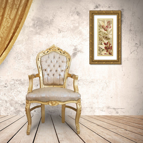 Warm Fluttering Panel II Gold Ornate Wood Framed Art Print with Double Matting by Wild Apple Portfolio